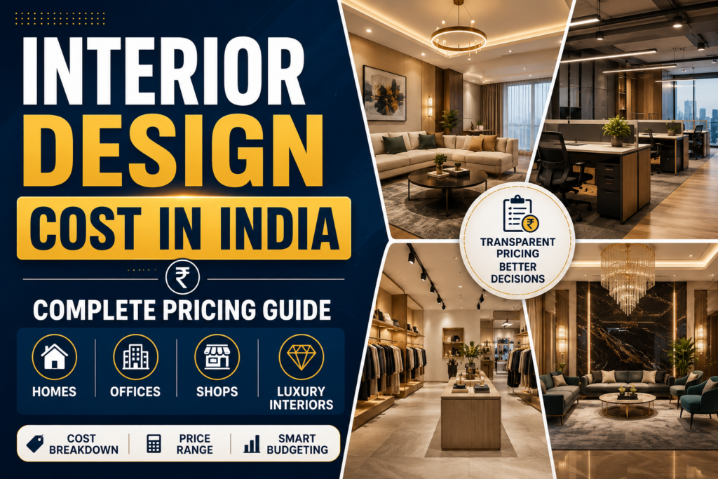 When planning a dream home, modern office, retail showroom, salon, or restaurant, the first question most people ask is: how much does interior design cost? Understanding the actual interior cost per sq ft helps homeowners and business owners plan their investment smartly while achieving stylish, functional, and long-lasting interiors.