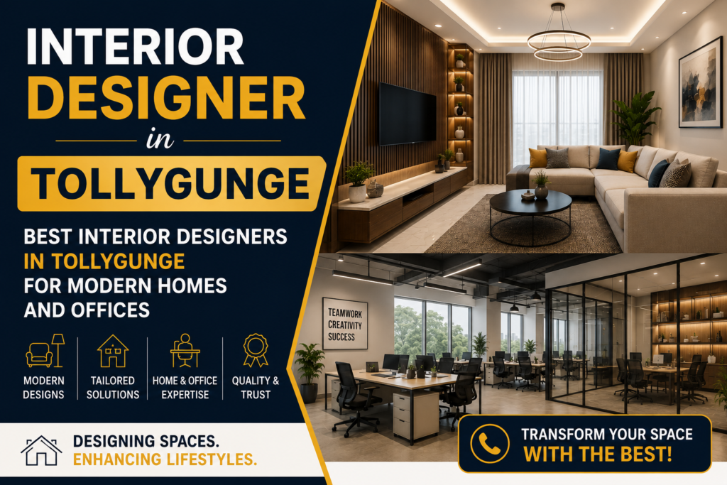 Finding the right Interior Designer in Tollygunge is essential for creating stylish, functional, and value-driven interiors. Professional interior designers help homeowners transform ordinary spaces into beautiful homes through innovative design and quality execution.