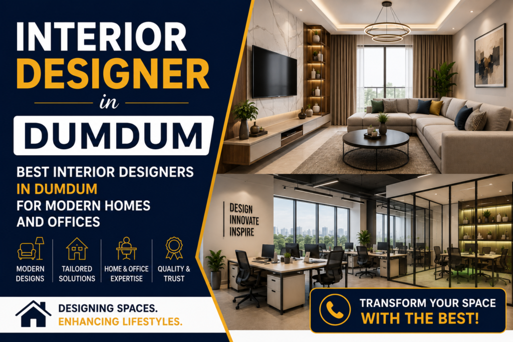 Finding the right Interior Designer in Dumdum is essential for creating stylish, functional, and value-driven spaces. Professional designers help homeowners and businesses transform ordinary spaces into beautiful interiors through thoughtful planning and quality execution. With expertise in residential, commercial, and turnkey interior projects, Near Me Interiors delivers customized solutions that enhance both aesthetics and functionality.